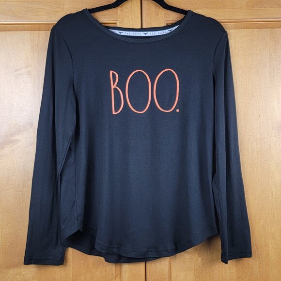 Rae Dunn Black Orange Boo Long Sleeved Tee - S - Picture 4 of 7